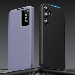 Ốp Cửa Sổ Smart View Cho Galaxy S25 S24 S23 S22 Ultra FE S25FE A55 A56 A17 Vỏ Lật Da Thật Chính Hãng Vỏ Trả Lời Không Lật