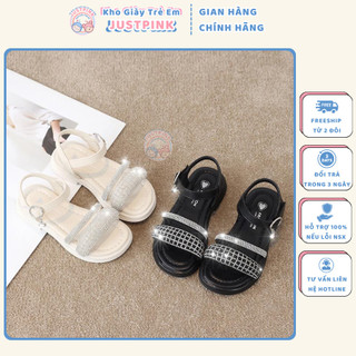 Giày sandal bé gái đính đá lấp lánh đi chơi đi tiệc có quai dán tiện dụng cho bé gái 3-6 tuổi 