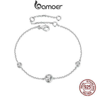 Bamoer 925 Sterling Sliver Vòng Tay Moissanite Thiết Kế Đầy Sao Thanh Lịch Hàng Ngày Ocaasion Trang Sức Quà Tặng Cho Nữ Bé Gái