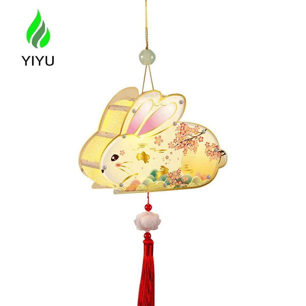 YIYU Đèn lồng Acrylic Hình chú thỏ Trung Quốc dễ thương Đèn lồng thỏ Đèn lồng thủ công Đèn lồng trung thu