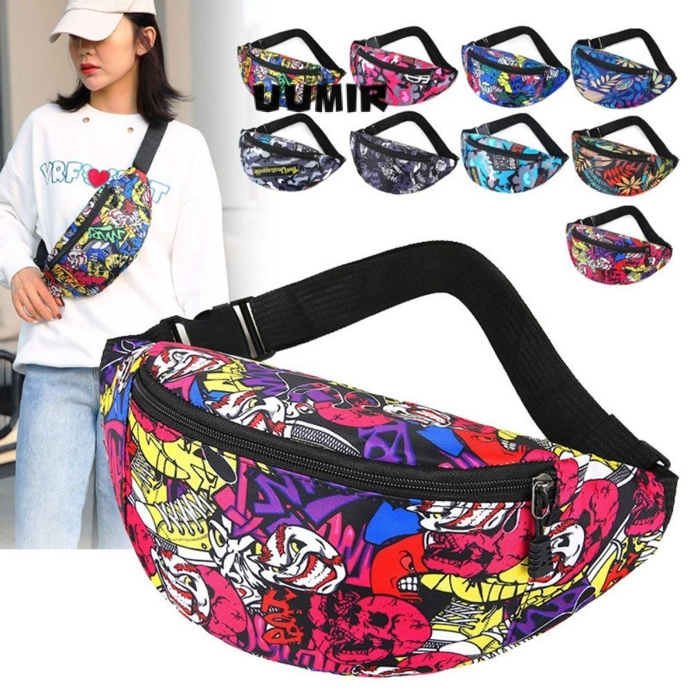 Túi thắt lưng, Ví in họa tiết hoa, Túi ngực Nylon dung tích lớn chống thấm nước