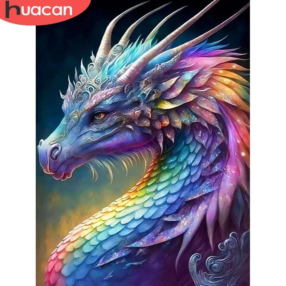 HUACAN D DIY Full Diamond Dragon Painting Kit Thêu Khảm Needlework Trang Trí Tường Nhà Độc Đáo