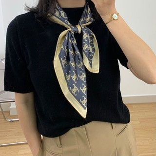 (((70cm) Phong Cách Mới Pháp Retro C * L Hoa Cũ Khăn Lụa Satin Mô Phỏng Khăn Vuông Lụa Khăn quàng Cổ Nữ