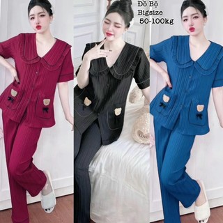 Đồ Bộ Đồ Ngủ Bigsize Pizama HCM , Bộ Đồ Mặc Nhà Nữ Dài Đũi Cao Cấp 2 Túi Tiểu Thư Xinh Đẹp Giá Rẻ Đủ size 50-100kg 2224