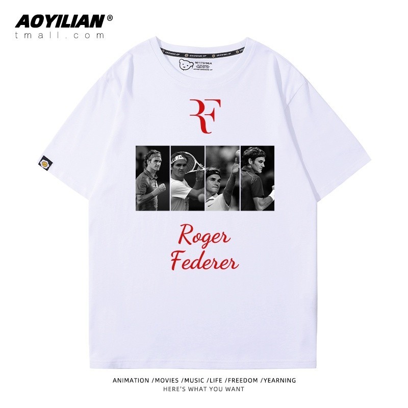 Áo Thun cotton Tay Ngắn Dáng Rộng In Hình Nadal Federer Mured Jokovic tennis Mùa Hè Cho Nam S-5XL