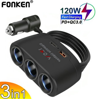  Fonken 5 Trong 1 Sạc Ô Tô 3 Cổng Bật Lửa Thuốc Lá PD + Cắm USB Bộ Chuyển Đổi Nguồn Điện Thoại Cho Xe DVR GPS Dashcam 