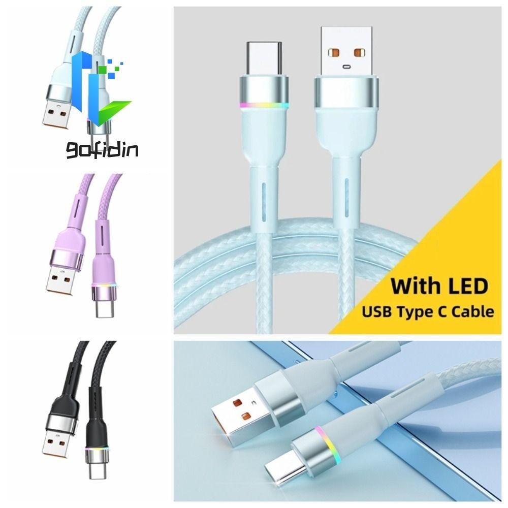 Cáp USB Type C LED GOFIDIN, Cáp dữ liệu USB-C Type C Type C, Dây dữ liệu Sạc nhanh 120W Braid USB C Dây sạc Phụ kiện điện thoại