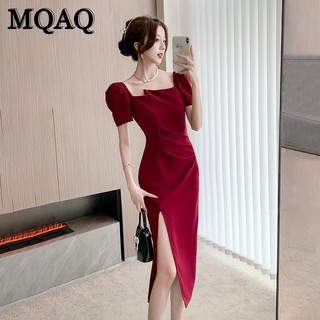 Mqaq Mới Người Nổi Tiếng Phong Cách Slim Fit Slim Slim Slim Slim Slim Slim Chia Đầm Đỏ Cao Cấp Đầm Đỏ