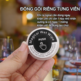 khăn ướt mini dạng nhấn hộp 1 viên
