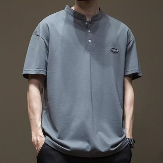 Áo sơ mi polo tay ngắn nửa nút cổ áo sơ mi thời trang phù hợp với áo xanh đen trắng