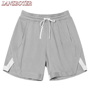 Lansboter Quần Short Nam Mùa Hè Mỹ Retro Xu Hướng Thời Trang Màu Trơn Đơn Giản Rời Quần Short Thể Thao Thường Ngày