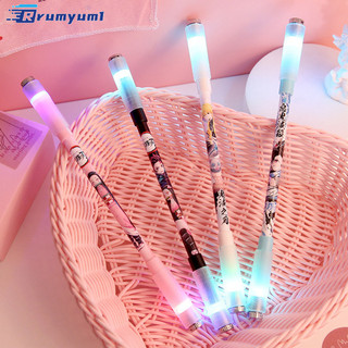 Còn hàng! Hoạt Hình Hoạt Hình Ánh Sáng Quay Bút Cán Ngón Tay Xoay Dạ Quang Chữ Ký Bút Học Sinh