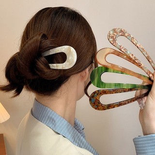 Vintage Acetate Hình Chữ U Tóc Dính Kiểu Tóc Dụng Cụ Dành Cho Nữ Cô Gái Fahion Nhiều Màu Tóc Bun Kẹp Tóc Kẹp Tóc