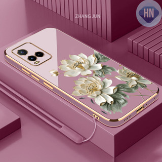 Ốp lưng vivo Y21 Y21s Y33s 4G Y21a Y21t họa tiết sen tùy chỉnh vỏ TPU silicon mạ điện