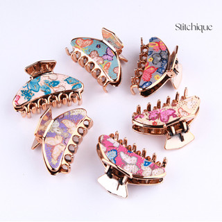 Stitchique _ Women Bướm Tóc Móng Vuốt Kẹp Đuôi Ngựa Giá Đỡ Lò Xo Kẹp Tóc Phụ Kiện