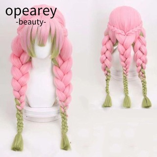 opearey Demon Slayer Cosplay Tóc Giả, Demon Slayer Dài Kimetsu no Yaiba, Hồng Xanh Chống Tóc Giả Đạo Cụ Mitsuri Kanroji Halloween