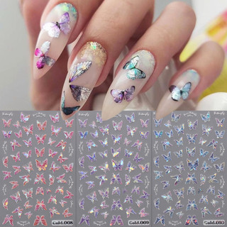Hama Nail 3 Tờ Dán Móng Tay Bán Buôn Xuân Hè Laser Màu Bướm Laser Trang Trí Móng Tay Dán Đề Can