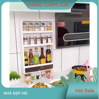 KỆ GIA VỊ TREO TƯỜNG 4  tầng để đồ đa năng có ngăn kéo