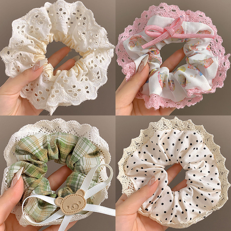 Dây buộc tóc ren nữ kiểu Pháp Retro buộc tóc