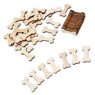 50 / 100 Xương Chó Bằng Gỗ DIY Hoạt Hình Hình Xương Chó Miếng Gỗ