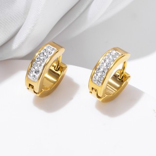 12mm 18k Kim Cương Vàng Thép Không Gỉ Vòng Tròn Bông Tai Nữ Nam Hiphop Vòng Tai Trang Sức Thời Trang