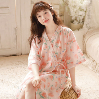 Nhật Bản Kimono Váy Ngủ Váy Mỏng Phối Ren Áo Tắm Bộ Đồ Ngủ Nữ Mùa Hè Homewear Mùa Hè Áo choàng Tắm Mùa Hè Tay Ngắn