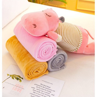 Đa Năng Hoạt Hình Gối Chăn Kép Đệm Ô Tô Gối San Hô Lông Cừu Chăn Trẻ Em Quilt Ngủ Gối