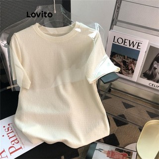 Áo thun Lovito màu trơn cơ bản phong cách thường ngày cho nữ LNE50073