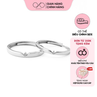 Nhẫn đôi bạc s925 dreamsilver princess chỉnh được size dành cho cặp đôi nd032