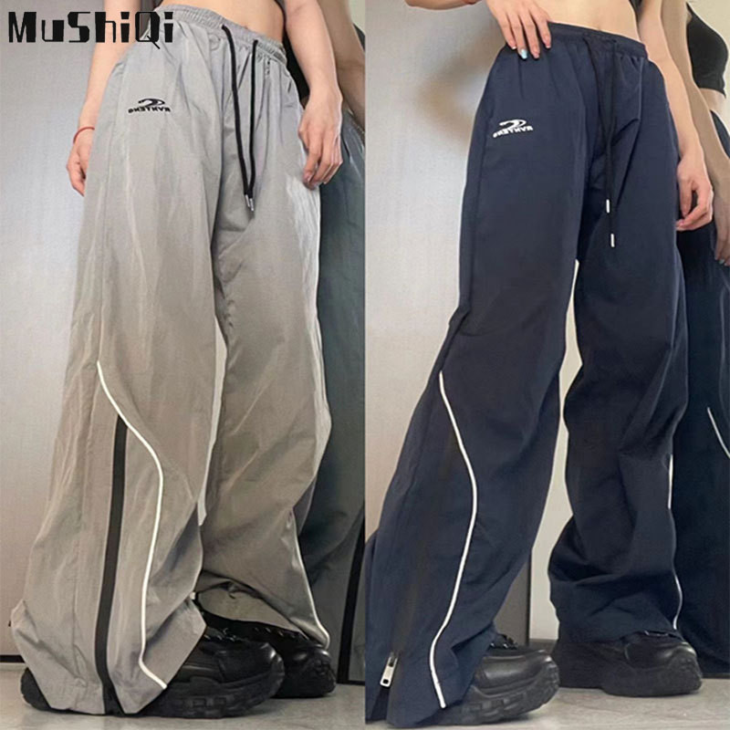 Quần thể thao nữ MUSHIQI New American xám nhanh khô ngoài trời giải trí quần yếm mỏng thẳng