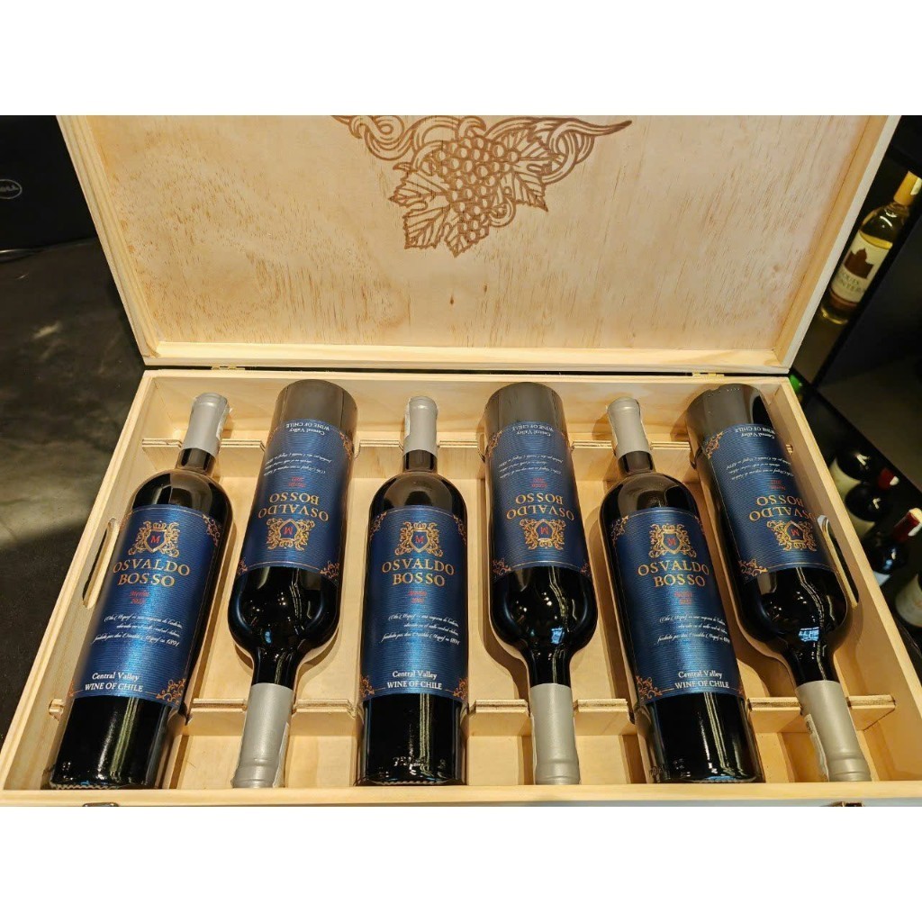Quà tặng 6 chai rượu vang Chile Osvaldo Merlot (nhãn xanh) - HG