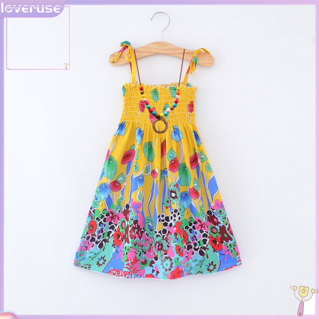 / Lo / Đầm Mùa Hè Không Tay Rời Bohemian Trẻ Em Renwork Ống Top Đầm Đi Biển