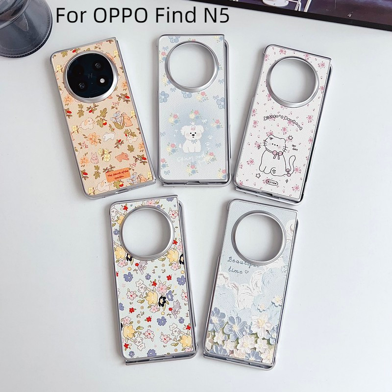 Dành Cho OPPO Find N6 N5 N 5 FindN5 Ốp Lưng Mèo Hoạt Hình Dễ Thương Hoa Nhỏ Mạ Bạc PC Cứng Lật Điện 