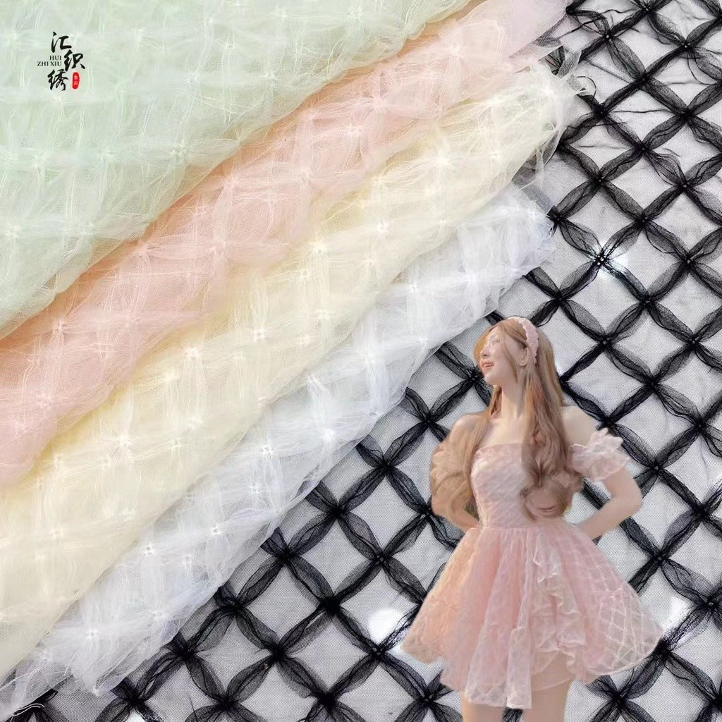 Nhiều màu thêu ba trong một có gân sọc kim cương thêu ruy băng vải quần áo trẻ em bán buôn