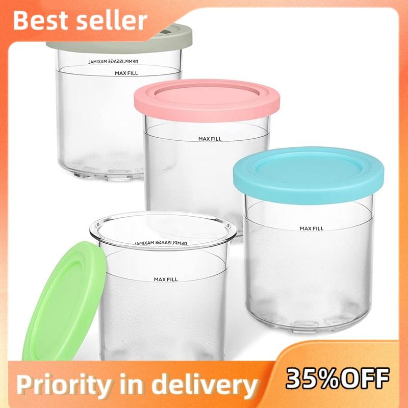 Pint và Nắp Thay Thế Cho Creami Tương Thích Cho Dòng NC300, NC301 Vs NC299AMZ (4 Gói)