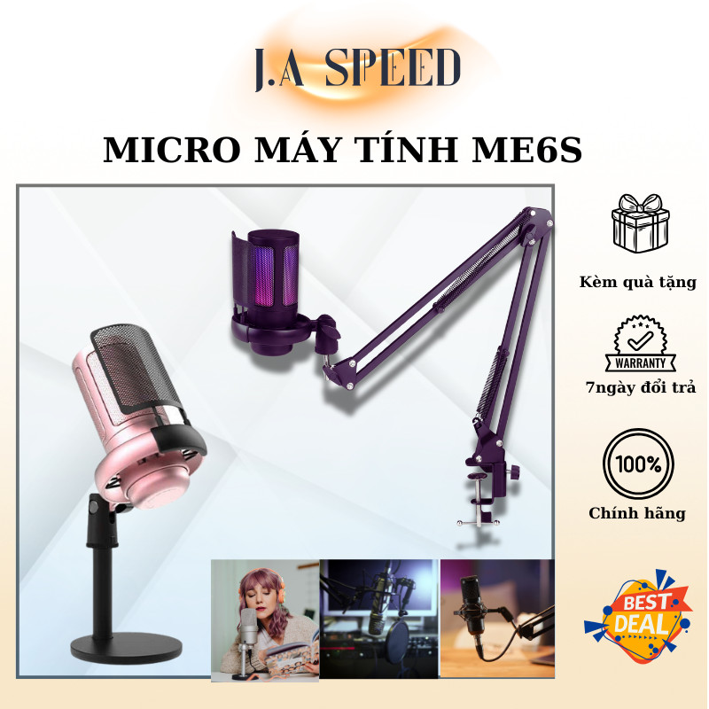 (ĐỌC LƯU Ý) Micro Thu Âm Để Bàn ME6S, Mic Livestream Có Màng Che, Lọc Tạp Âm, Sử Dụng Cho PC-Laptopi
