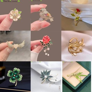 Trâm cài cỏ bốn lá nữ cao cấp bằng đá giả động vật phong cách corsage phù hợp với cây pin