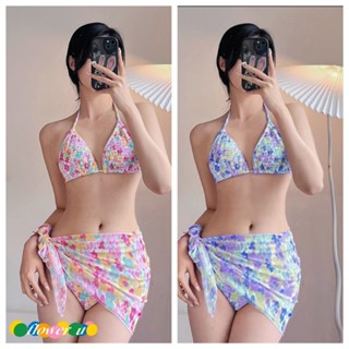 (Giao Hàng Nhanh Từ Hà Nội) Bộ Đồ Bơi Bikini 3 Mảnh Dành Cho Nữ Bộ Hoa Nhỏ Có 5 Màu Và Size Lớn