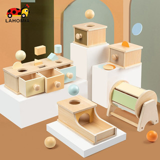 Lahomia Montessori Giáo dục mầm non Ngăn kéo bóng gỗ Đồ chơi giáo dục trẻ 0-3 tuổi