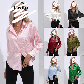 Lovito Áo sơ mi trơn có cúc thông thường cho nữ LCW01002