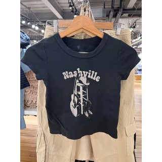 Brandymelville Hoa Áo Thun Nữ Mùa Hè Mới Mỹ Núi Tuyết In Hình BM Cao Cấp Rốn Cotton Tay Ngắn
