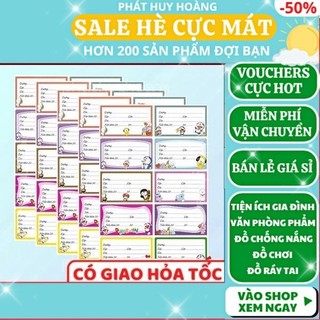 Combo 50 nhãn vở nhãn tập sách ✅FREESHIP 🚛 Có video thật 🎥 Combo 50 nhãn vở nhãn tập sách giá rẻ loại đẹp-Phát Huy Hoàng