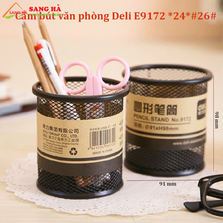 Cốc Sắt Đựng Bút Đứng Deli 9172
