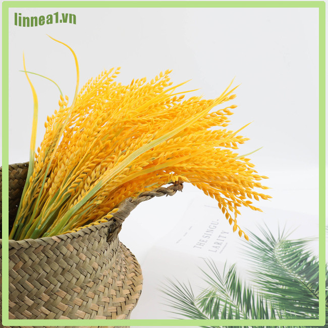 Lin Soft 7-fork Mô phỏng tai lúa mì Đồ trang trí hoa giả tươi sáng Đạo cụ nội thất gia đình giống như thật Hạt gạo nhân tạo