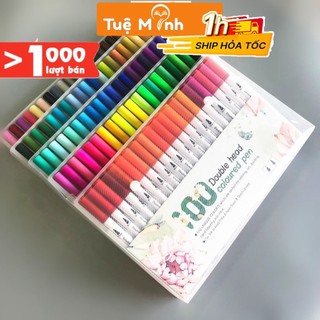 Bút dual tip 2 đầu gồm đầu lông brush + đầu liner, bút viết trang trí bullet journal B07