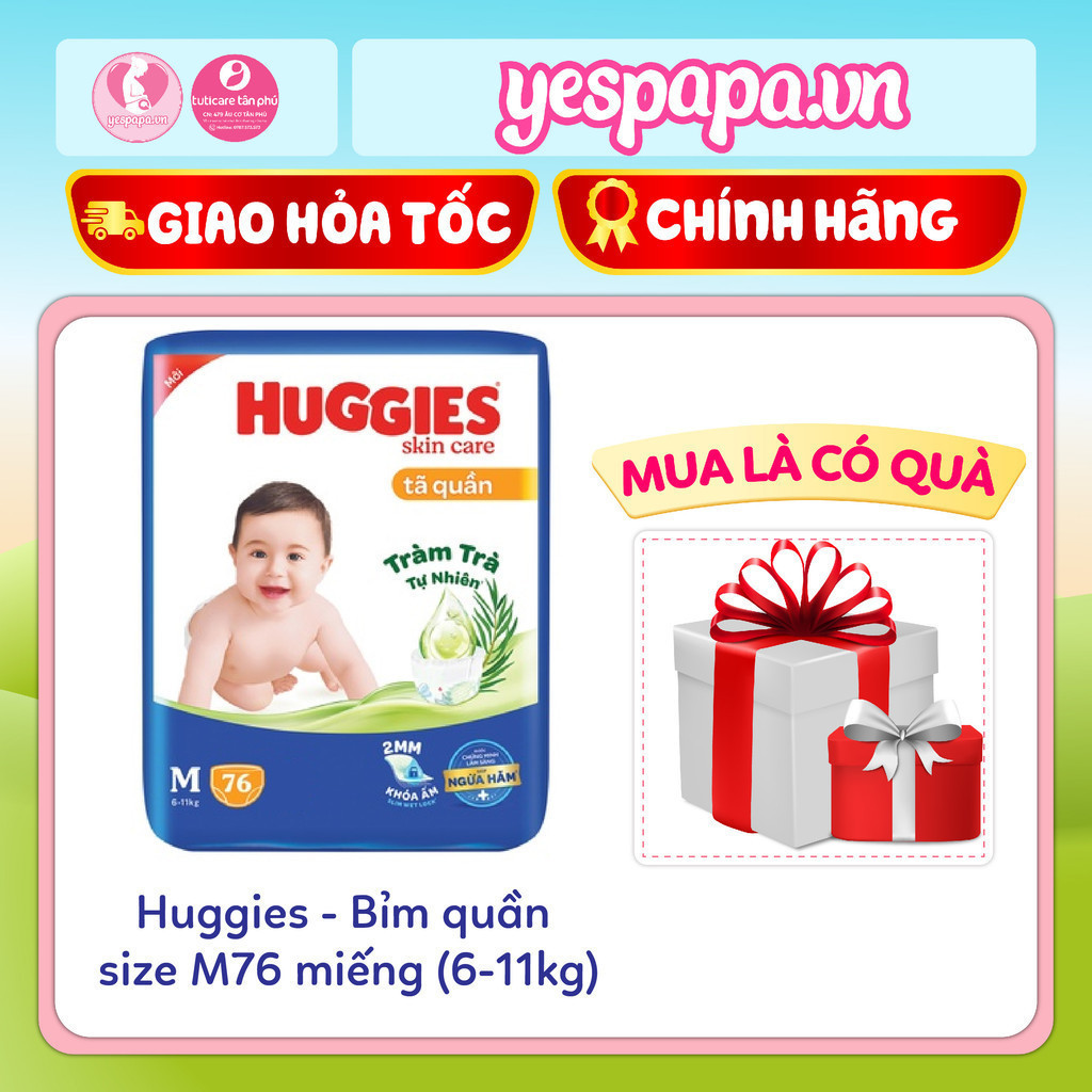 TÃ/BỈM QUẦN HUGGIES MỀM MẠI SIÊU THẤM HÚT SIZE M 76 MIẾNG ( 6-11kg) (bao bì giao ngẫu nhiên) – me&amp;beyespapa