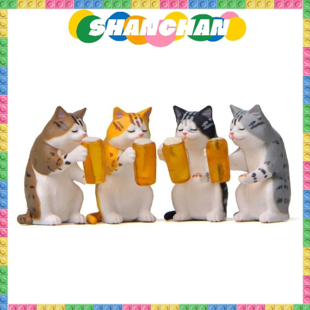 Shanchan Drunk Little Tiger Cat Handmade, Hệ thống tự phục hồi Hệ thống ấm áp Bia Cat Handmade, Đồ trang trí làm bánh để bàn Tay nghề thủ công tinh tế Búp bê mèo bia Mini