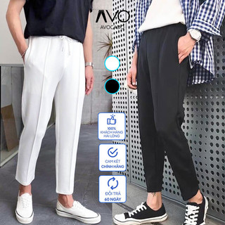 Quần dài thun ỐNG SUÔNG Baggy sọc gân màu đen và trắng chất vải thun UMI dày dặn co dãn tốt Avocado đẹp