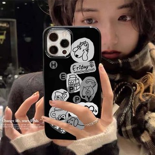 Dành Cho Ốp Lưng IPhone IPhone 7 Plus 8 Plus 11Pro MAX IPhone 12 13 14 15Pro MAX Chống Rơi IPhone 14 15Pro IPhoneX XR XS MAX Màu Đen Minh Họa Chó Con Vỏ Mềm