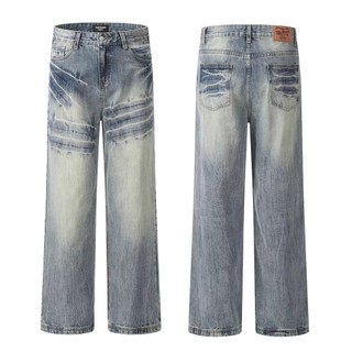 Quần jean ống rộng nam unisex quần jean ống suông anime quần jean xanh street style quần jean baggy nam